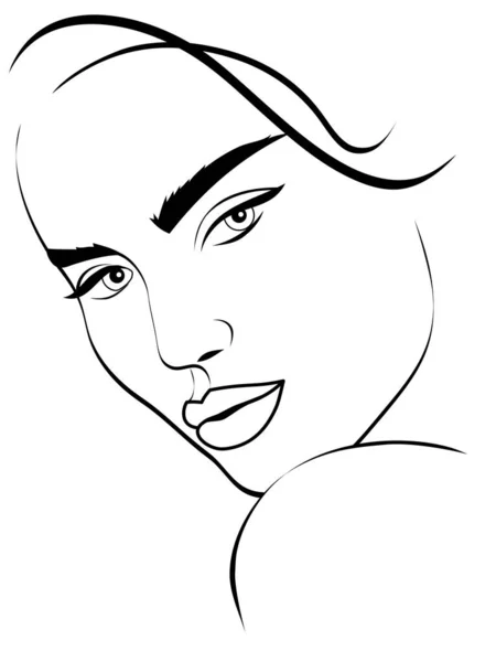 Abstraktní Krásná Ženská Tvář Minimalistický Módní Design Vektorová Ilustrace Trička — Stockový vektor