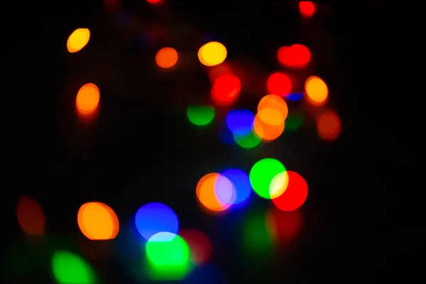 Mooi Decor Met Kerstverlichting Wazige Vakantie Nacht Abstracte Achtergrond — Stockfoto