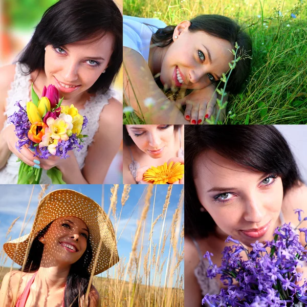 Young woman, summer collage — Stock Photo, Image