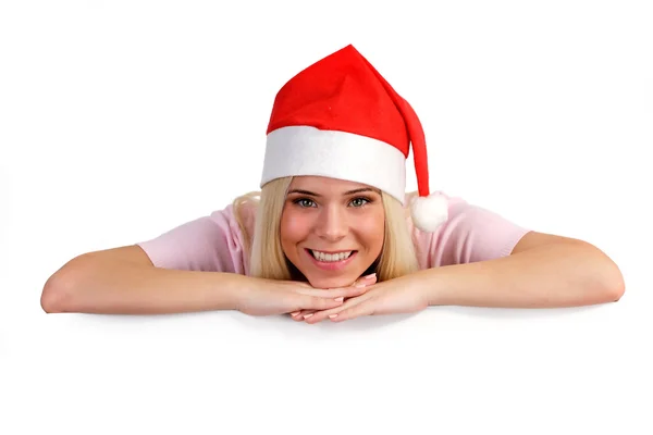 サンタの帽子を着ている女性 — ストック写真