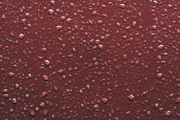 雨滴落在红色背景上 — 图库照片