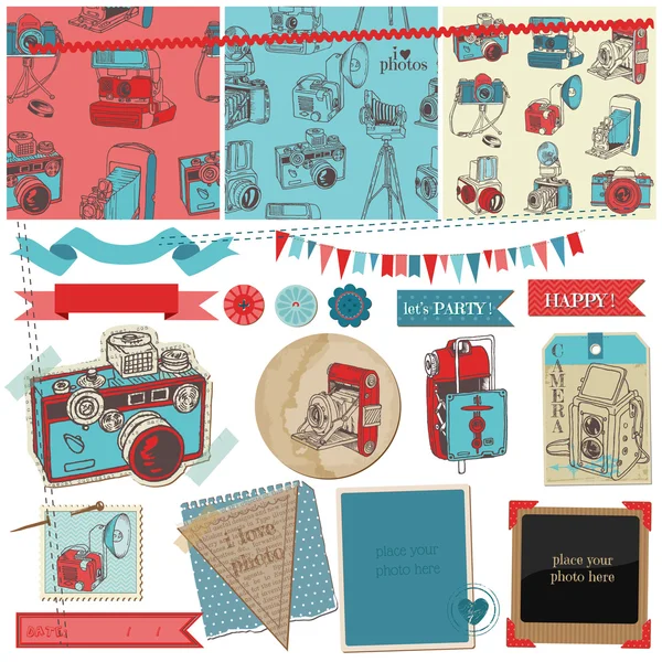 Scrapbook tasarım elemanları - vintage fotoğraf kamera hurda - vektör