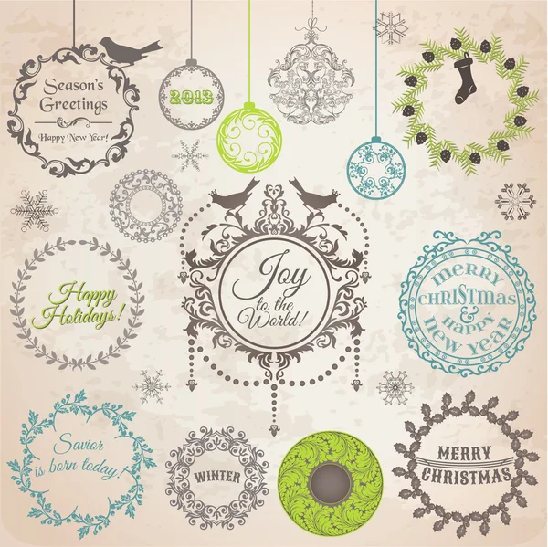 Set vettoriale: Elementi di design calligrafico natalizio e Page Deco — Vettoriale Stock