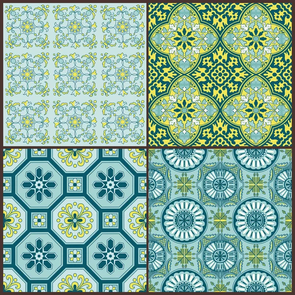 Seamless Vintage Background Collection - Victorian Colorful Tile — Stock Vector