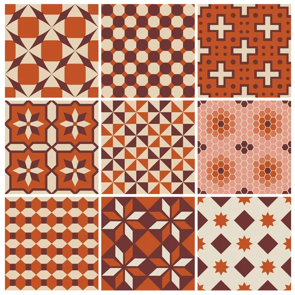 Sfondi senza soluzione di continuità Collezione - Vintage Tile - per il design — Vettoriale Stock
