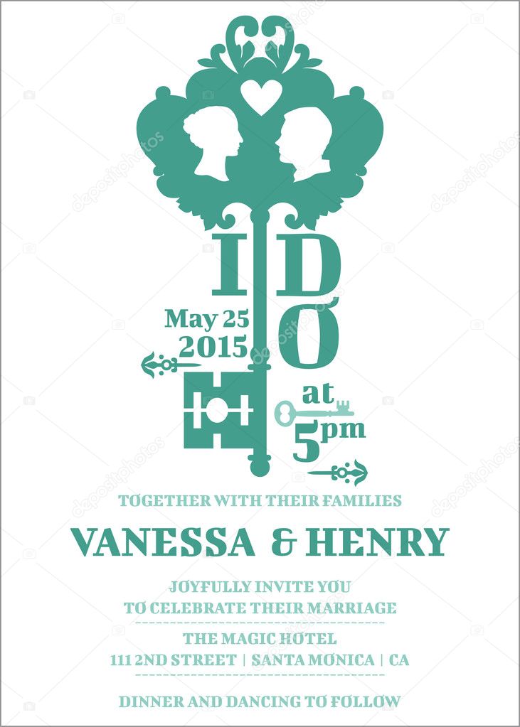 Wedding Invitation Card - Key Theme - in vector