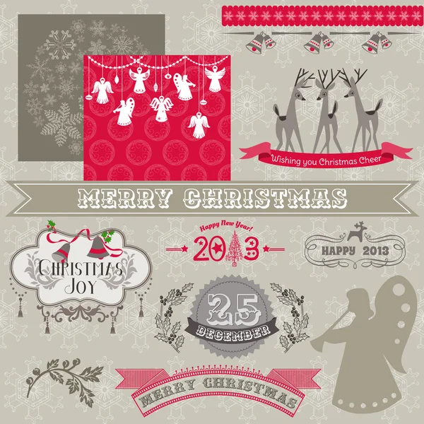 Scrapbook Design Elements - Feliz Navidad Vintage y Año Nuevo Ilustraciones De Stock Sin Royalties Gratis