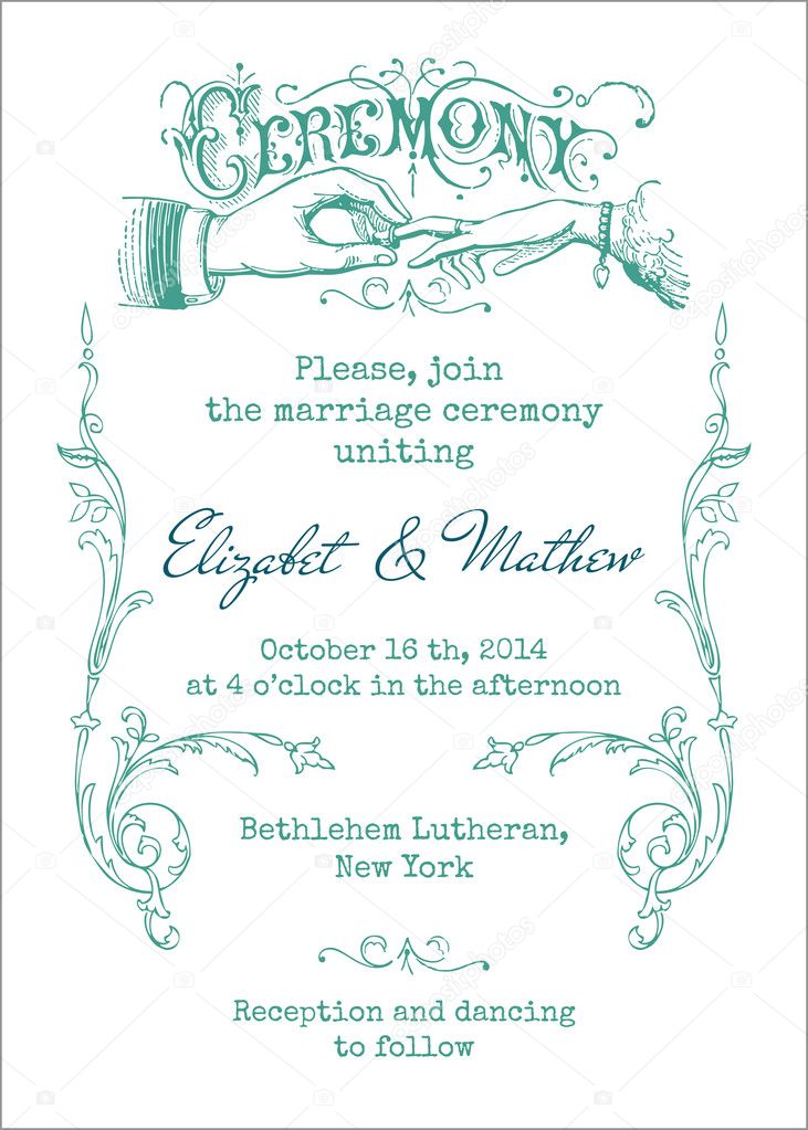 Wedding Vintage Invitation Card - in vector