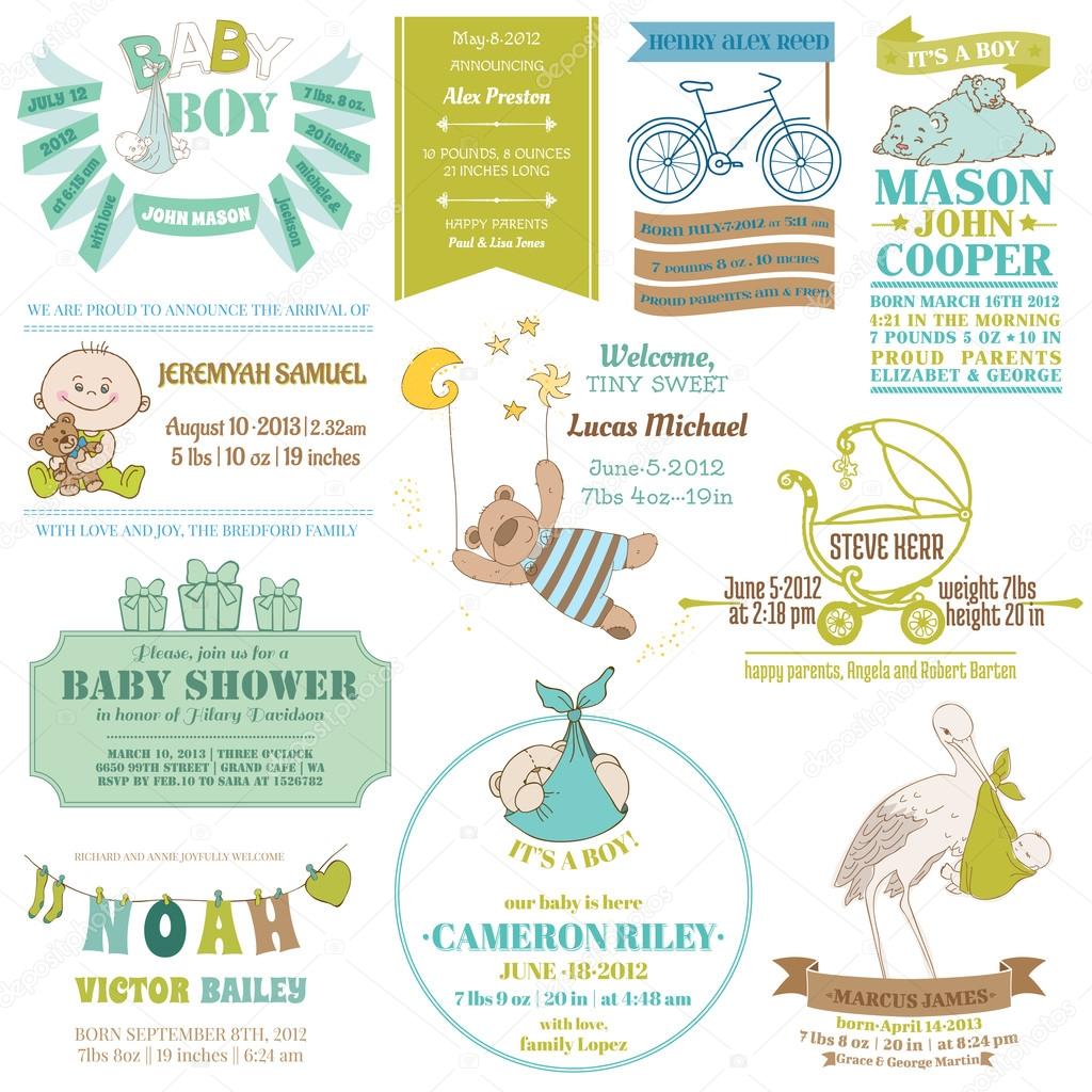 Baby Arrival and Shower Collection - for card design, scrapbook