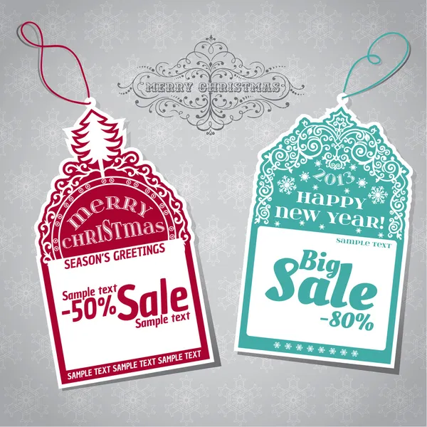 Christmas Sale Tags - for design and scrapbook - in vector — Stock Vector