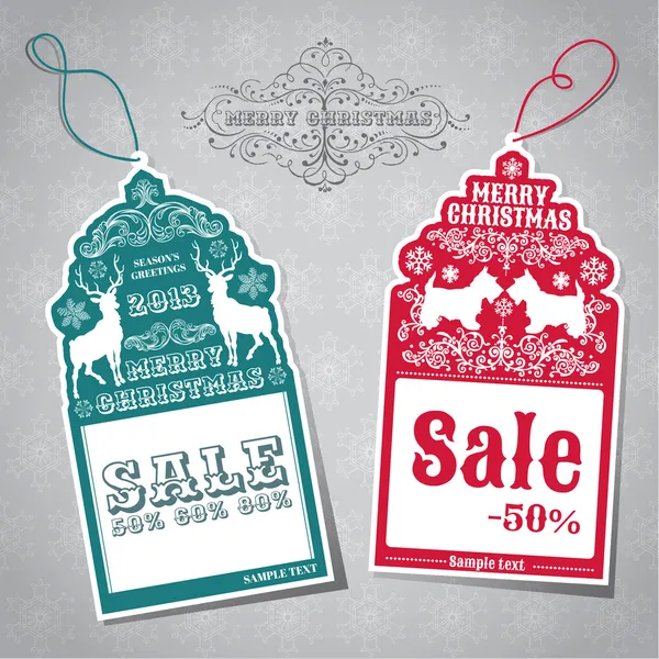 Etiquetas de venta de Navidad - para el diseño y álbum de recortes - en el vector — Archivo Imágenes Vectoriales
