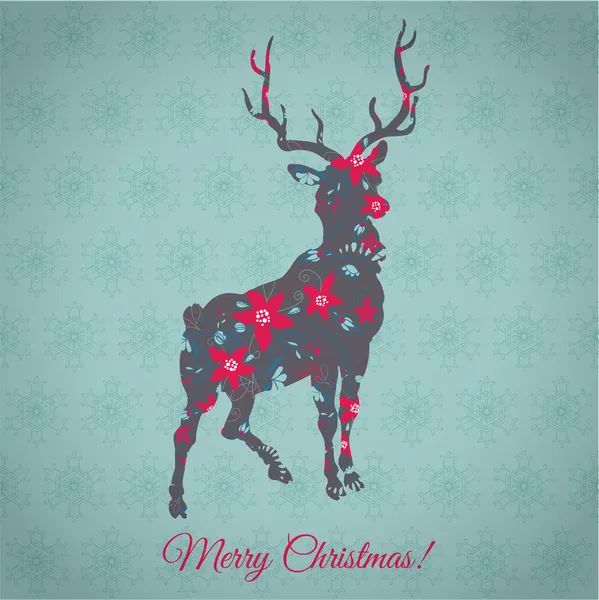 Christmas Card - with Colorful Reindeer - in vector — Stock Vector