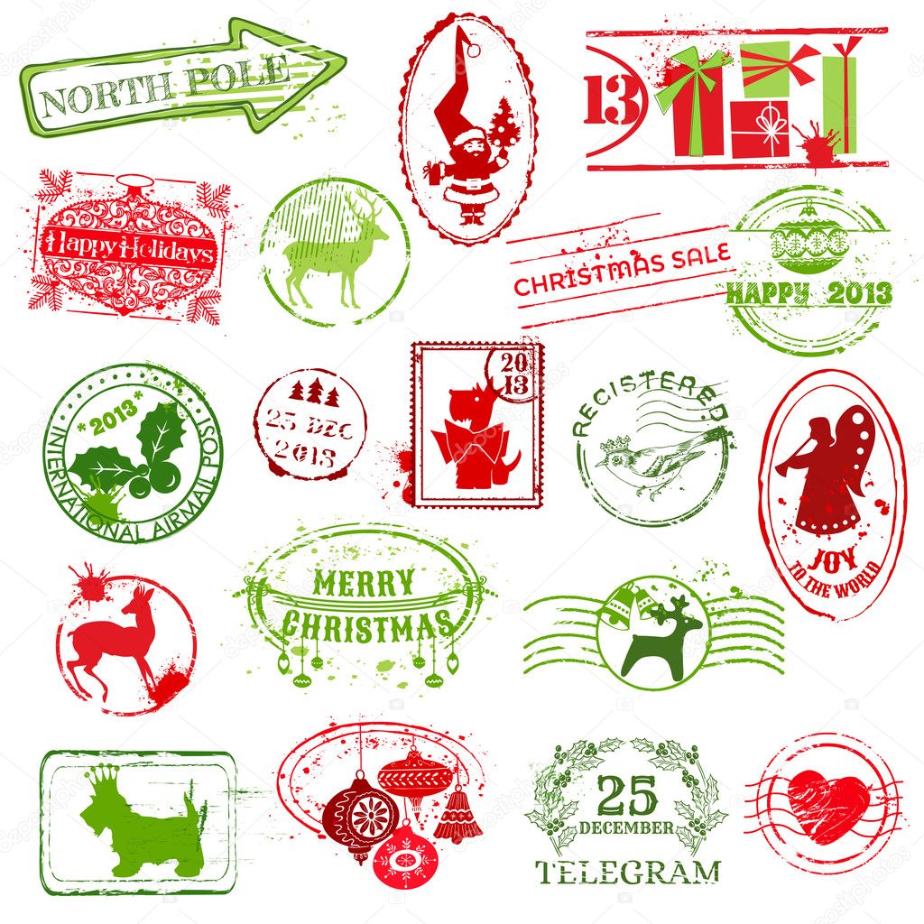 Christmas Stamp Collection - for design, scrapbook, invitation