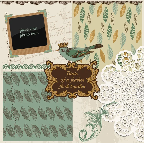 Scrapbook designelement - vintage fågelfjädrar - i vector — Stock vektor