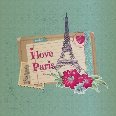 Scrapbook tasarım elemanları - paris klasik kart pullar-