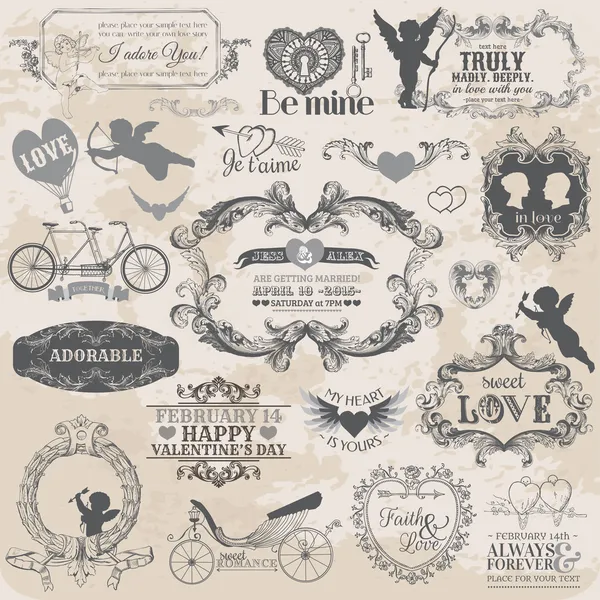 Scrapbook tasarım öğeleri - vintage Sevgililer