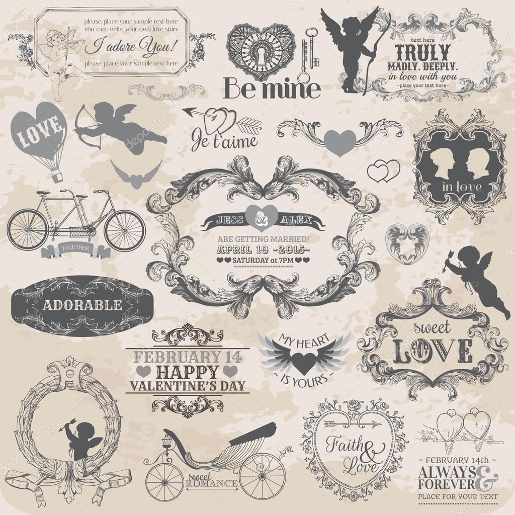 Scrapbook Design Elements Vintage Valentine ⬇ Vector Image by