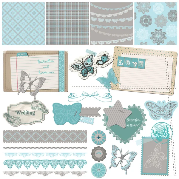 Scrapbook Elementos de design - Vintage Lace Butterflies - em vetor — Vetor de Stock