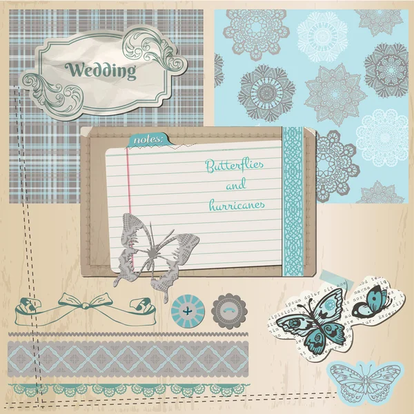 Scrapbook Elementos de diseño - Mariposas de encaje vintage - en vector — Archivo Imágenes Vectoriales