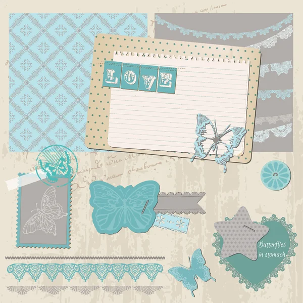 Scrapbook Elementos de design - Vintage Lace Butterflies - em vetor — Vetor de Stock