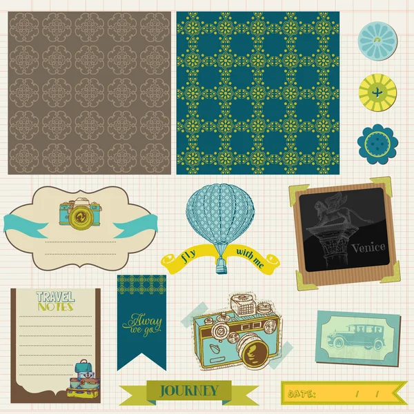 Scrapbook Elementi di design - Vintage Travel Set- in vettore — Vettoriale Stock