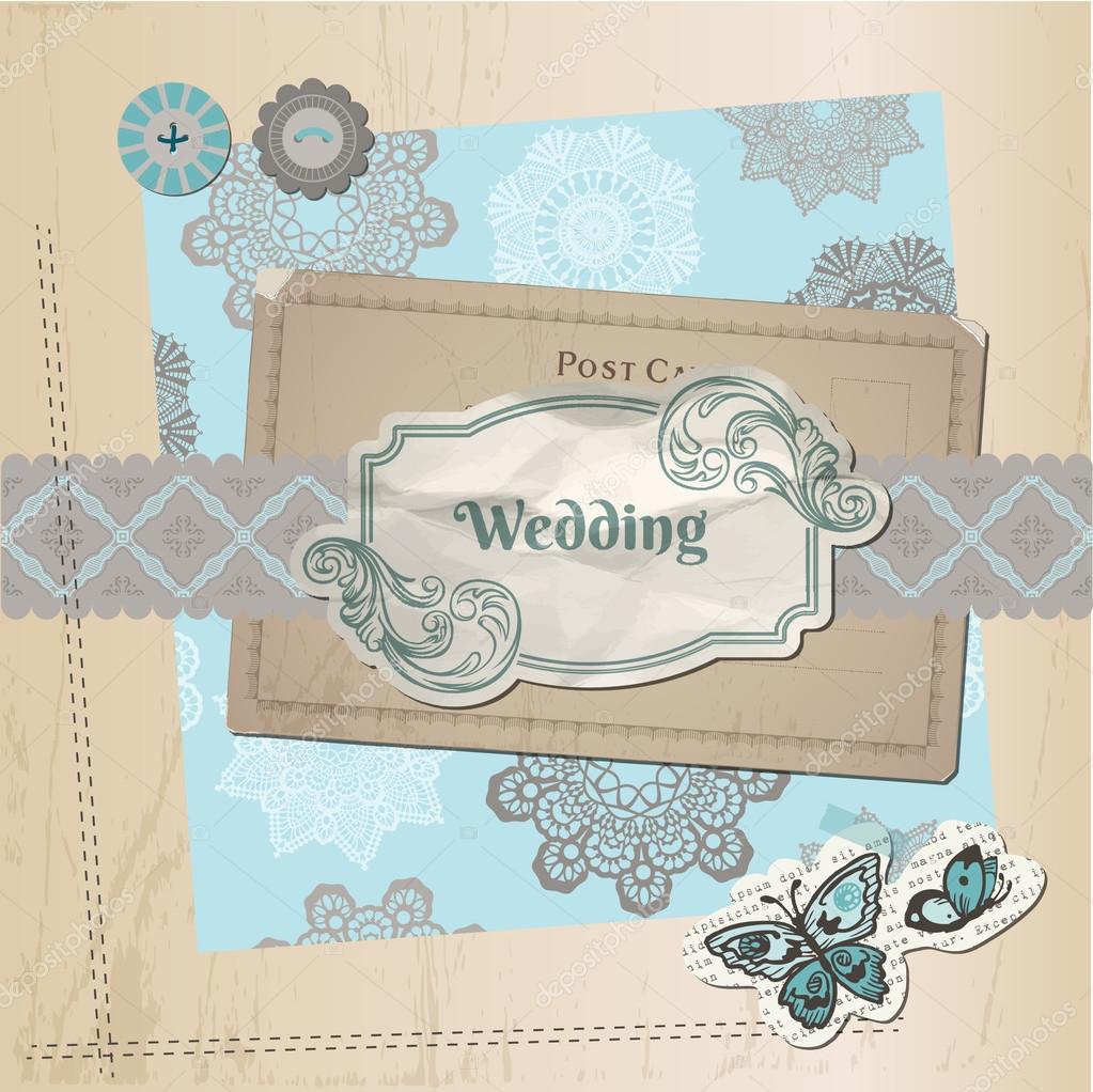 Scrapbook Design Elements - Vintage Lace Butterflies - in vector