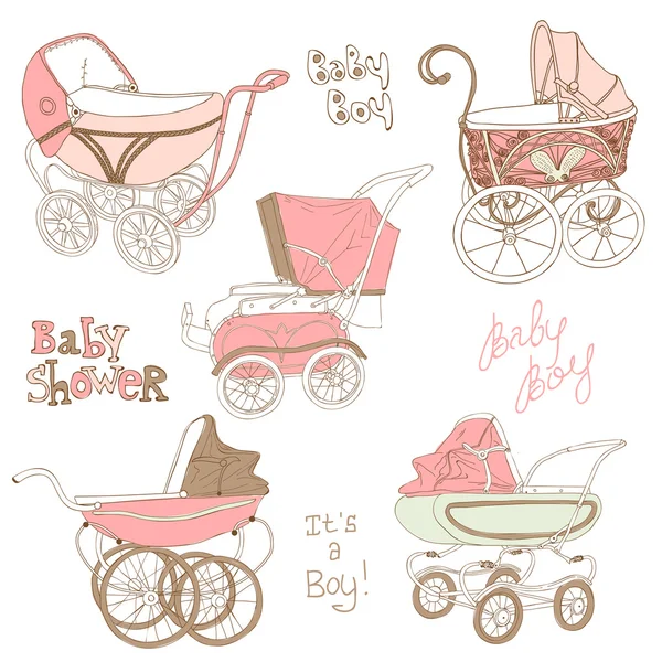 Kinderwagen set - voor uw ontwerp en scrapbook in vector — Stockvector