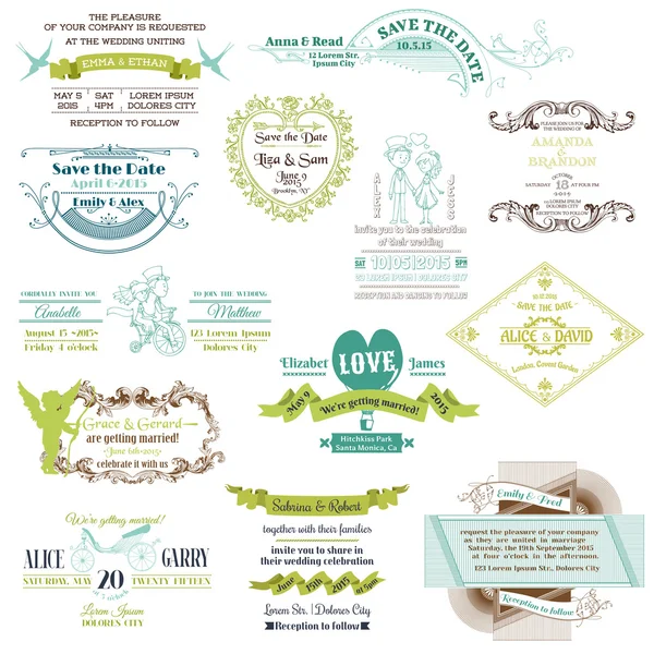 Wedding Vintage Invitation Collection - for design, scrapbook - — Stock Vector