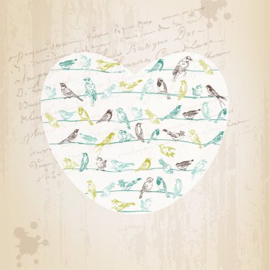 Valentine's Birds Card - for design clipart