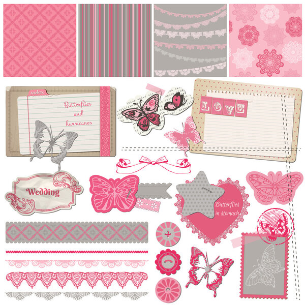 Scrapbook Design Elements - Vintage Lace Butterflies - in vector