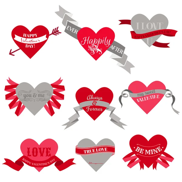 Etiquetas del corazón del día de San Valentín — Archivo Imágenes Vectoriales
