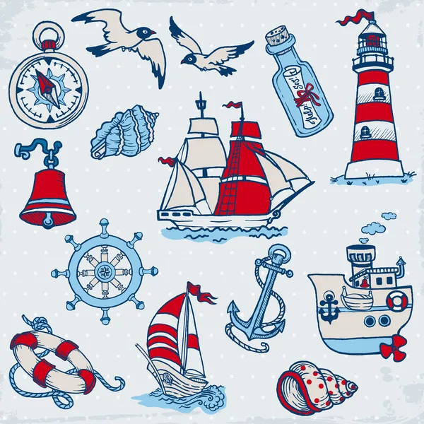 Nautical Sea Design Elements - для альбомов и дизайна в векто — стоковый вектор