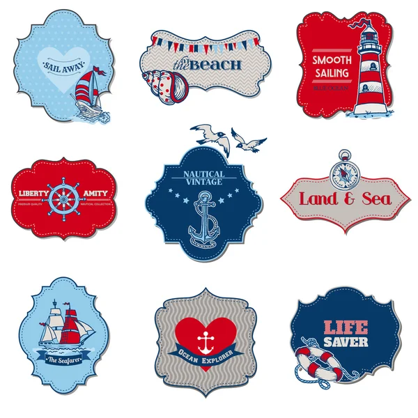 Nautical Sea Tag Elements - for scrapbook and design in vector — Stock Vector