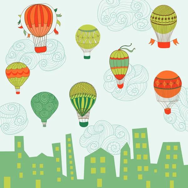 Cute Air Balloons Arrière-plan - pour le design et scrapbook - dans vec — Image vectorielle