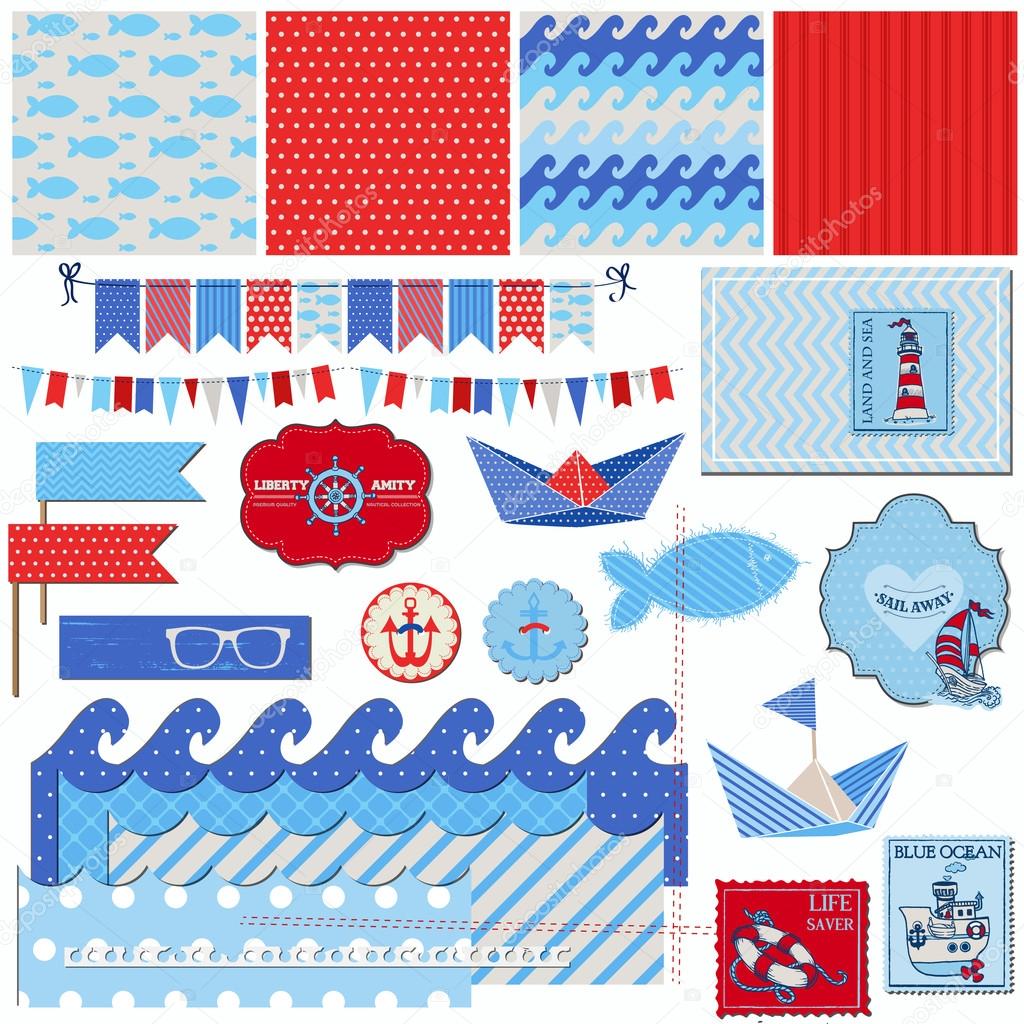 Scrapbook Design Elements - Nautical Sea Theme - for scrapbook a