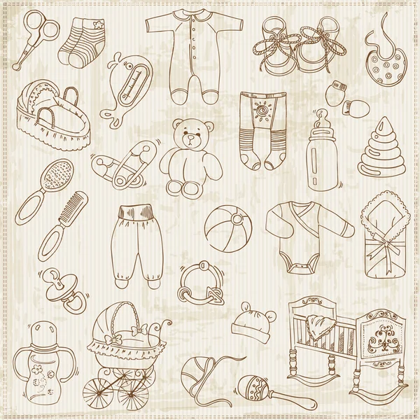 ScrapBook ontwerpelementen - aankomst babyset - in vector — Stockvector