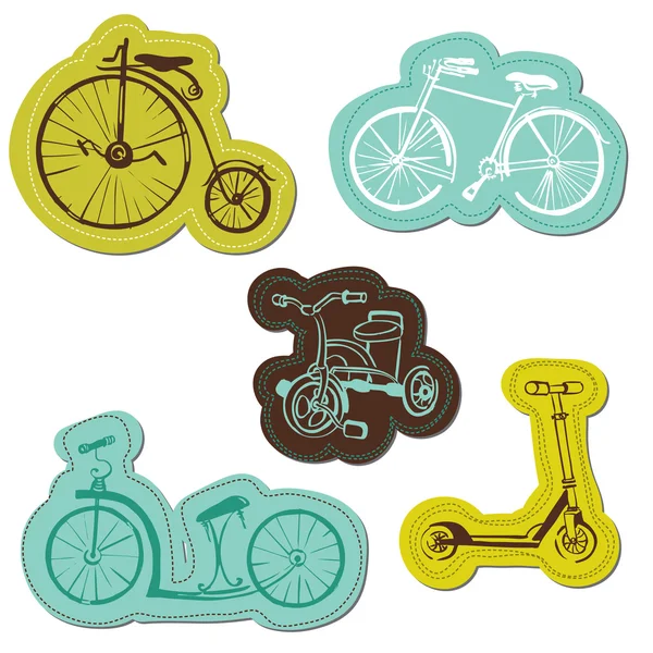 Set of Baby Bike Stickers - for design and scrapbook - in vector — Stock Vector