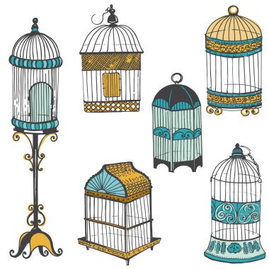 birdcages koleksiyonu - tasarım ve karalama defteri - vektör