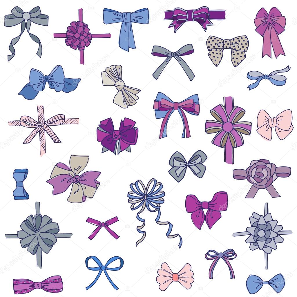 Set of gift Bows with Ribbons - for design and scrapbook