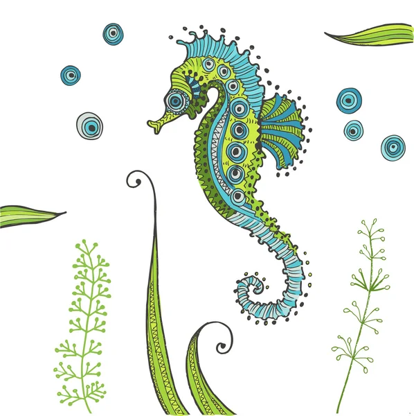 Tropiska seahorse bakgrund - i vector — Stock vektor