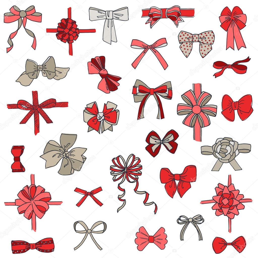 Set of gift Bows with Ribbons - for design and scrapbook