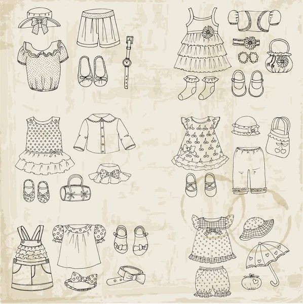 Baby Girl Set - para diseño y álbum de recortes - en vector — Vector de stock