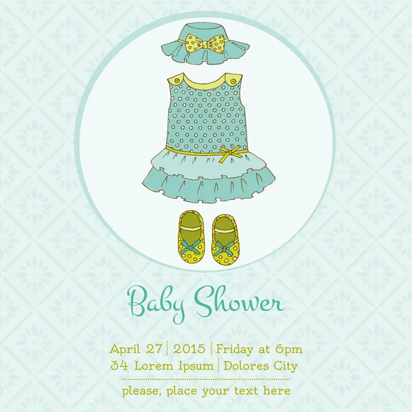 Baby Girl Ducha o tarjeta de llegada con lugar para su texto — Vector de stock