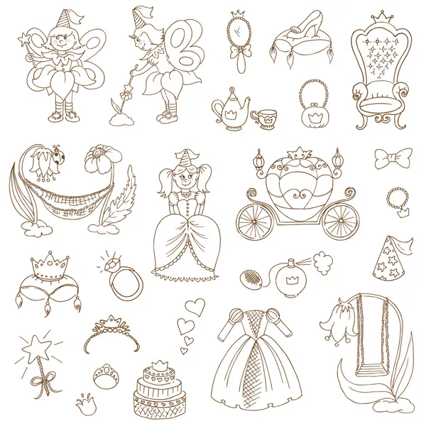 Princess Girl Set - for design and scrapbook - in vector Vector Graphics
