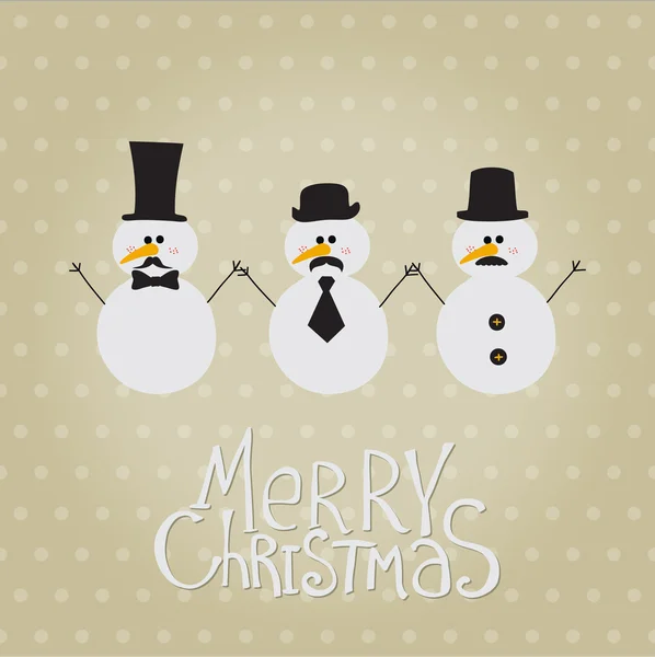 Muñeco de nieve retro con bigote y sombreros - para Navidad y Año Nuevo — Vector de stock