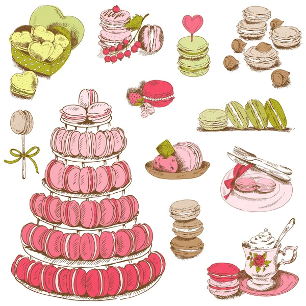 Macaroons and and Dessert Collection - for design and scrapbook — Stock Vector