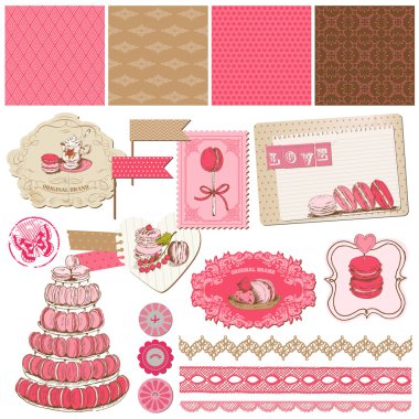Scrapbook tasarım öğeleri - bademli kurabiye ve tatlı koleksiyonu
