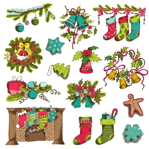 Set of Christmas Elements - for design and scrapbook - in vector — Stock Vector