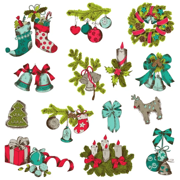 Set of Christmas Elements - for design and scrapbook - in vector — Stock Vector