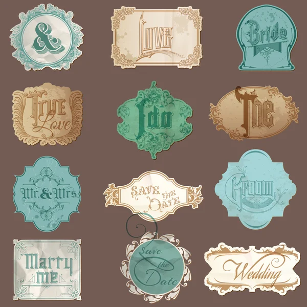 Kalligrafische bruiloft elementen in vintage frames - in vector — Stockvector